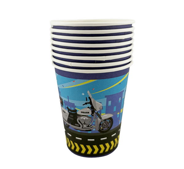 Police Themed Paper Cups (8 Cups)