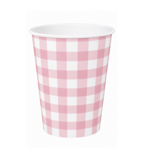 Pink Gingham Paper Cups (10 Cups)