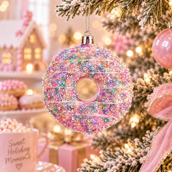 Pink Christmas Tree Ornament - Donut - Image 3