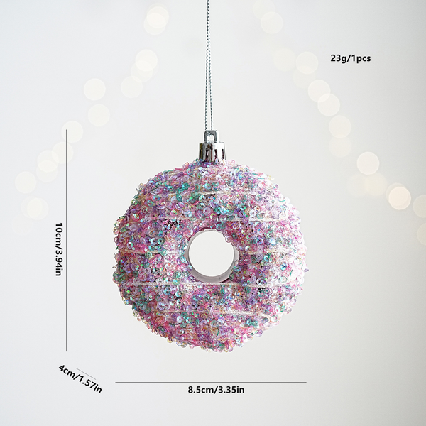 Pink Christmas Tree Ornament - Donut - Image 2
