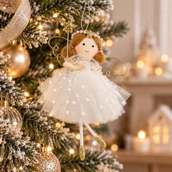 Fairy with Wand Christmas Tree Ornament - White - Image 3