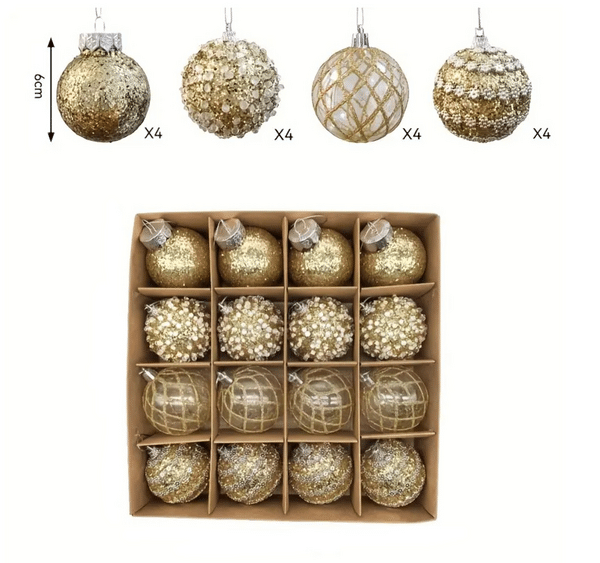 Gold Christmas Bauble Set - 6cm (Set of 16) - Image 2