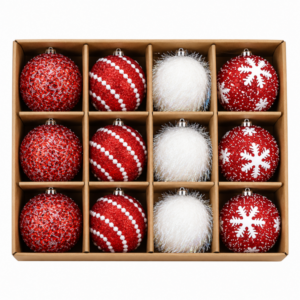 Red Christmas Bauble Set - 7cm (Set of 12)
