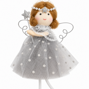 Fairy with Wand Christmas Tree Ornament - Grey