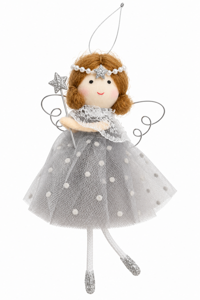 Fairy with Wand Christmas Tree Ornament - Grey