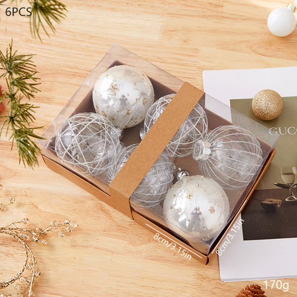 Silver Christmas Bauble Set - 8cm (Set of 6) - Image 2
