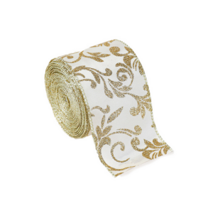 Wire Ribbon - White and Gold (2 meters)