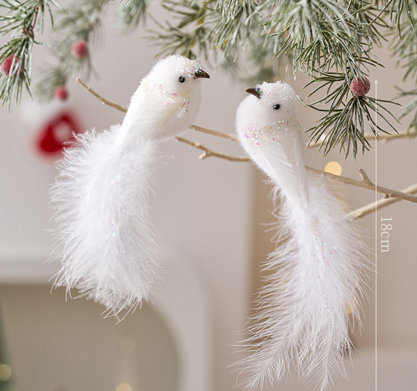 Bird Christmas Tree Decoration - White (Set of 2) - Image 2