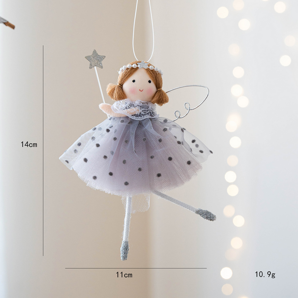 Fairy with Wand Christmas Tree Ornament - Grey - Image 2