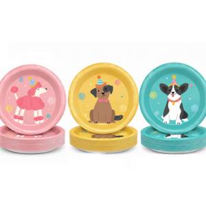Puppy Themed Large Paper Plates (30 Plates)
