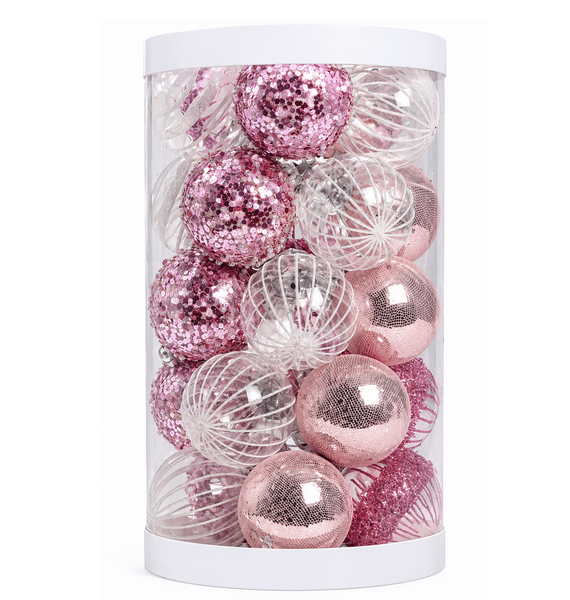 Pink Christmas Bauble Set - 6cm (Set of 25)