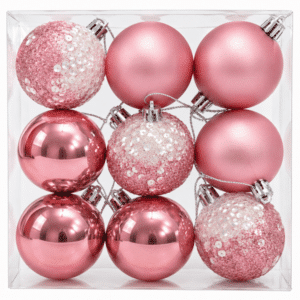 Pink Christmas Bauble Set - 6cm (Set of 9)