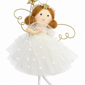 Fairy with Wand Christmas Tree Ornament - White