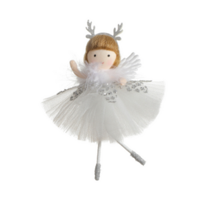Angel Christmas Tree Ornament - White and Silver