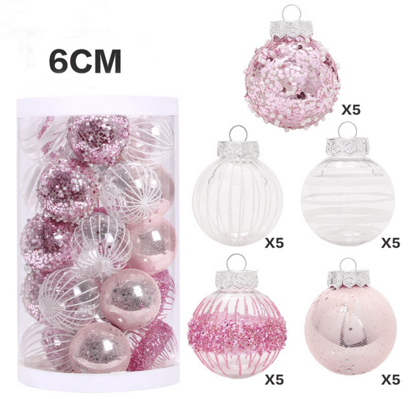 Pink Christmas Bauble Set - 6cm (Set of 25) - Image 2